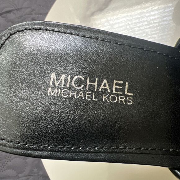 Michael Kors Amelia Mule Black Leather Sandal Heel SZ 9M Summer Resort Chic Cute - Picture 9 of 13